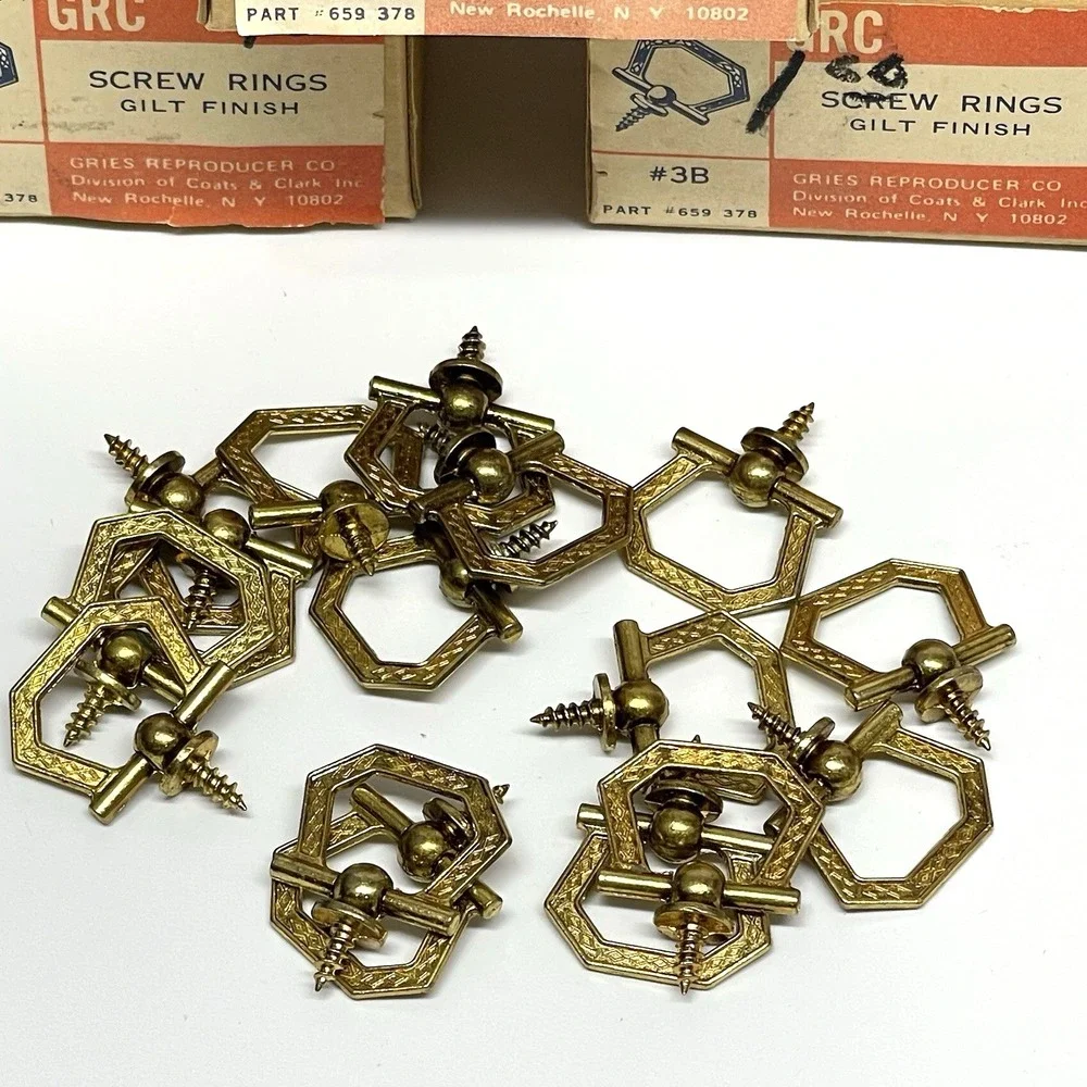 Vintage Screw Rings 3B Gilt Finish‎ By Gries Reproducer Co Hardware Crafts Lot 3